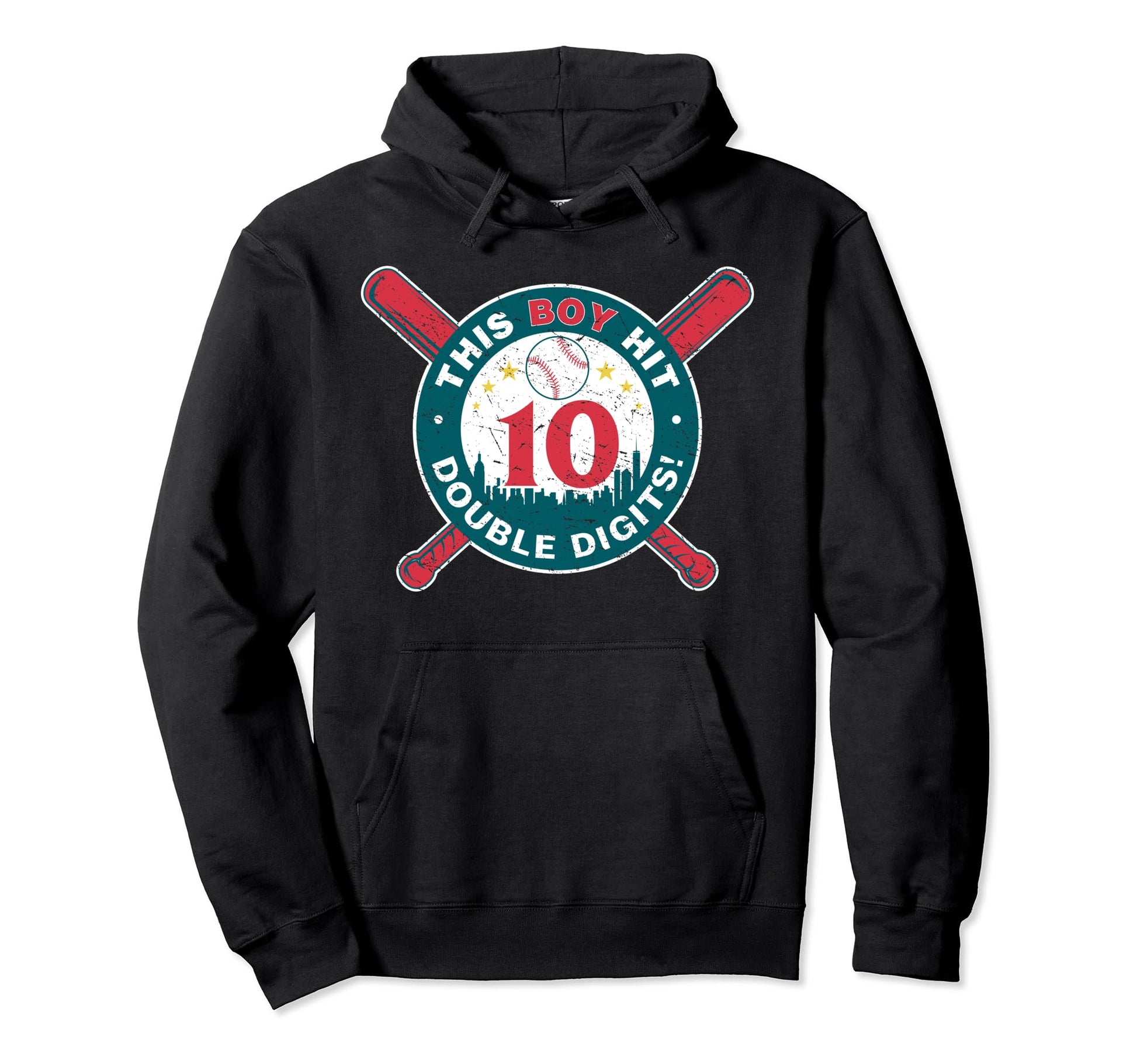 This Hit Double Digits Birthday 10 Year Hoodie - Novelty Apparel Unisex - T-Shirt, Sweatshirt, Hoodie