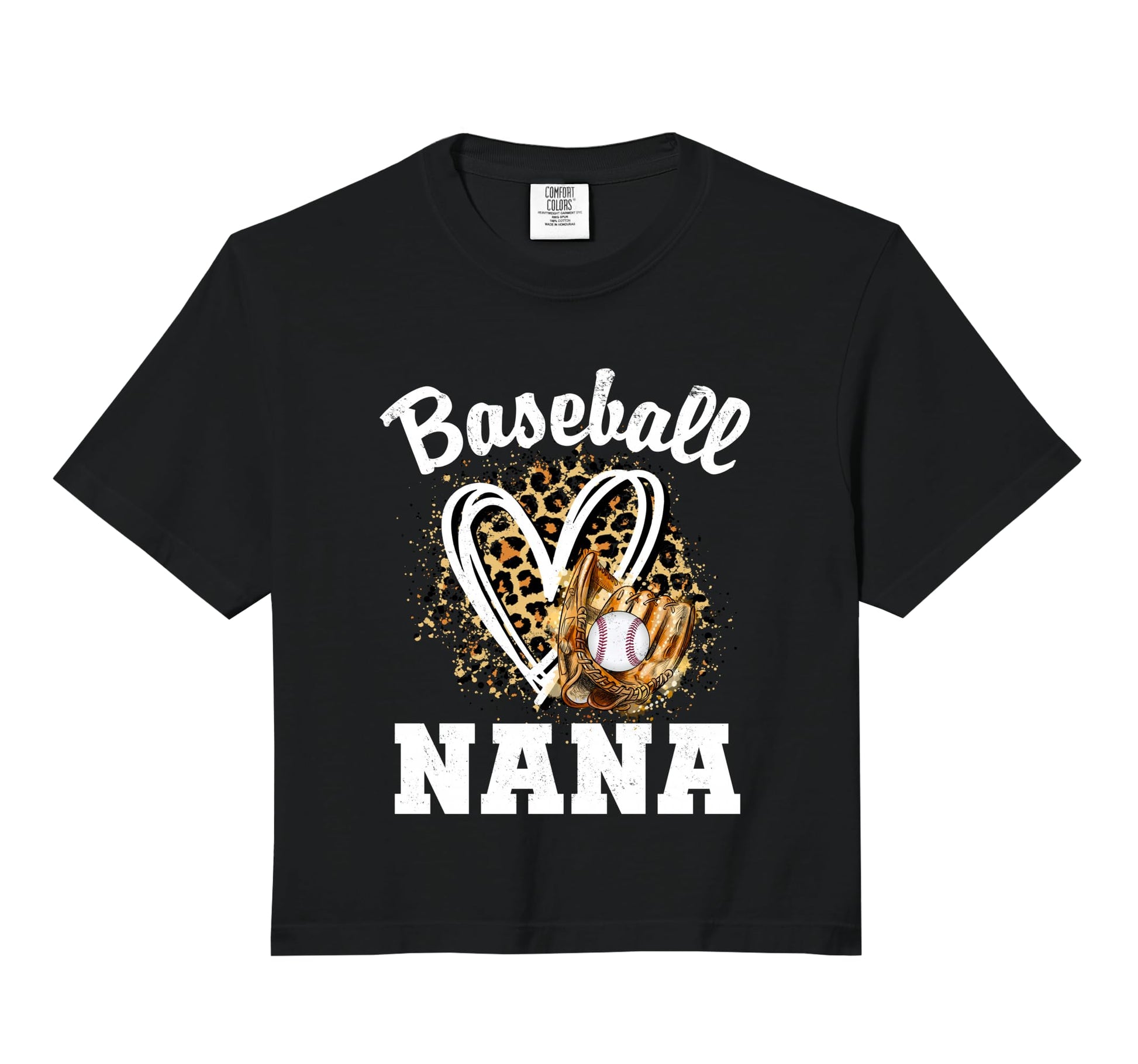 Baseball Nana Leopard Heart Grandma T-Shirt - Minimalist Print Men Women - T-Shirt, Sweatshirt, Hoodie