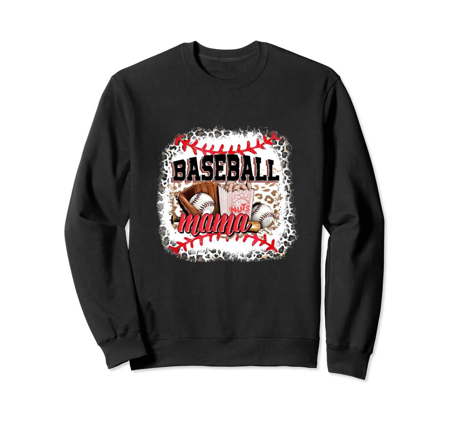Softball Baseball Mama Mom Leopard Sweatshirt - Custom Art Print Unisex - T-Shirt, Sweatshirt, Hoodie