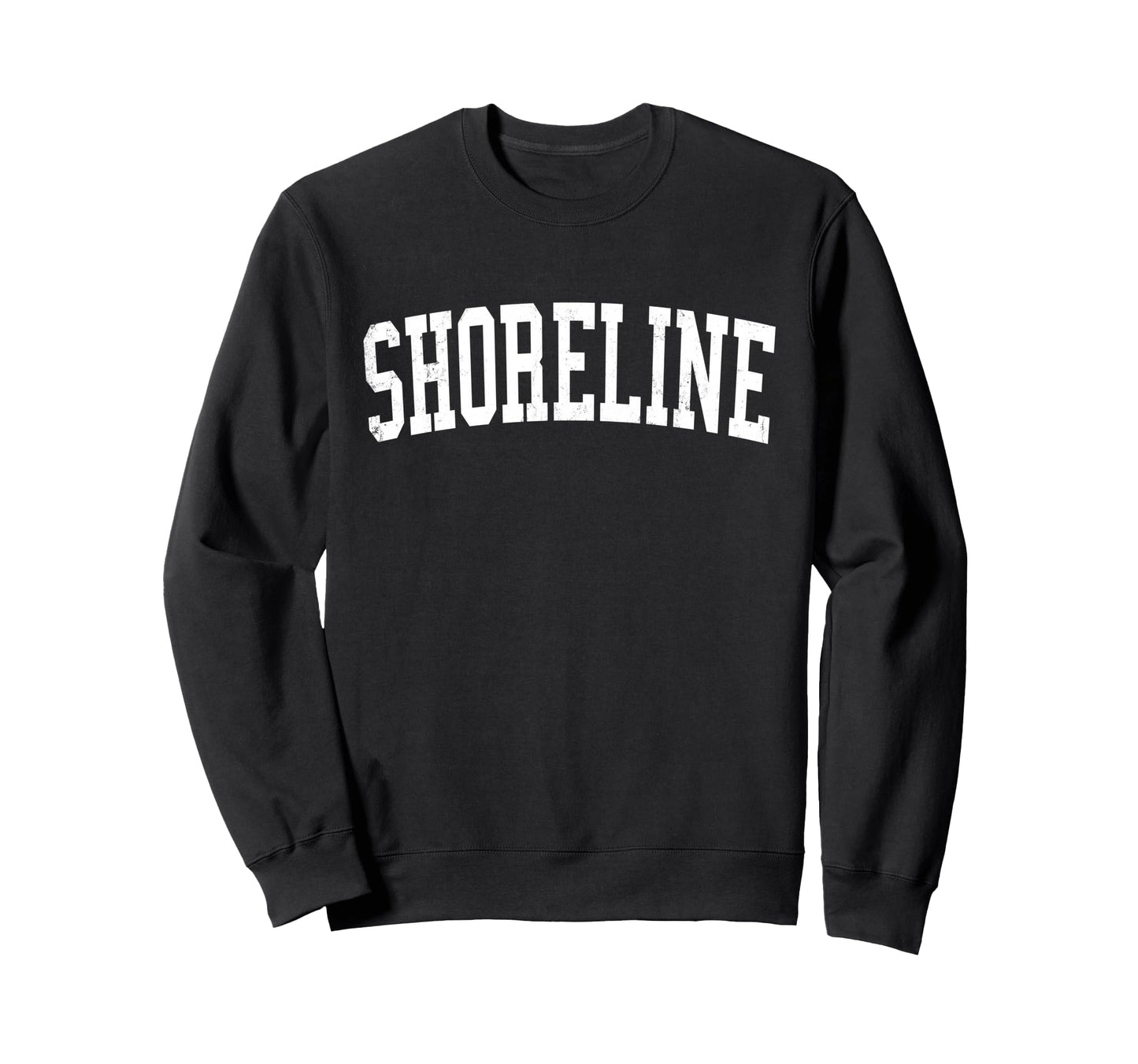 Shoreline Wa Distressed White Varsity Sweatshirt - Trendy Graphic Unisex - T-Shirt, Sweatshirt, Hoodie