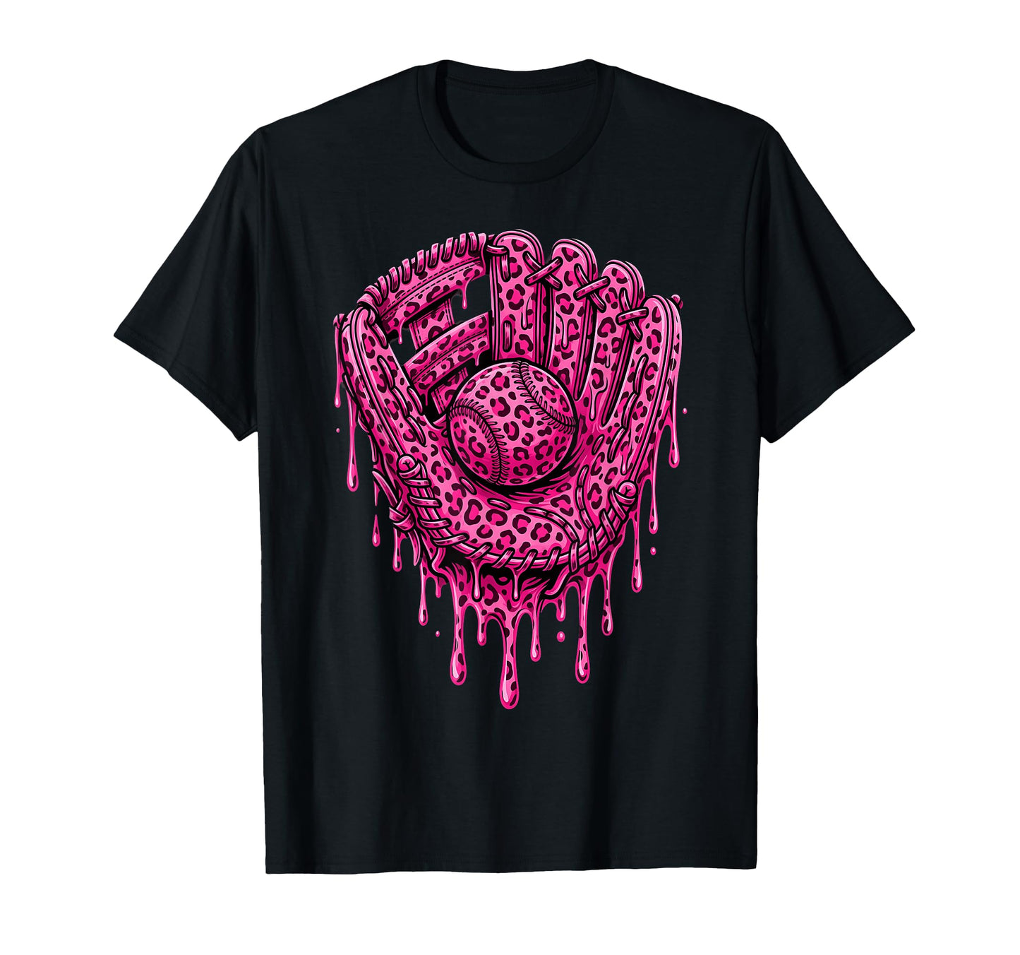 Baseball Drip Leopard Pattern Dripping T-Shirt - Trendy Graphic Unisex - T-Shirt, Sweatshirt, Hoodie