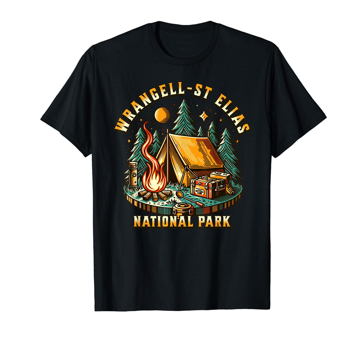 Camping Forest Tent Wrangell St Elias T-Shirt - Novelty Apparel for Adults - T-Shirt, Sweatshirt, Hoodie