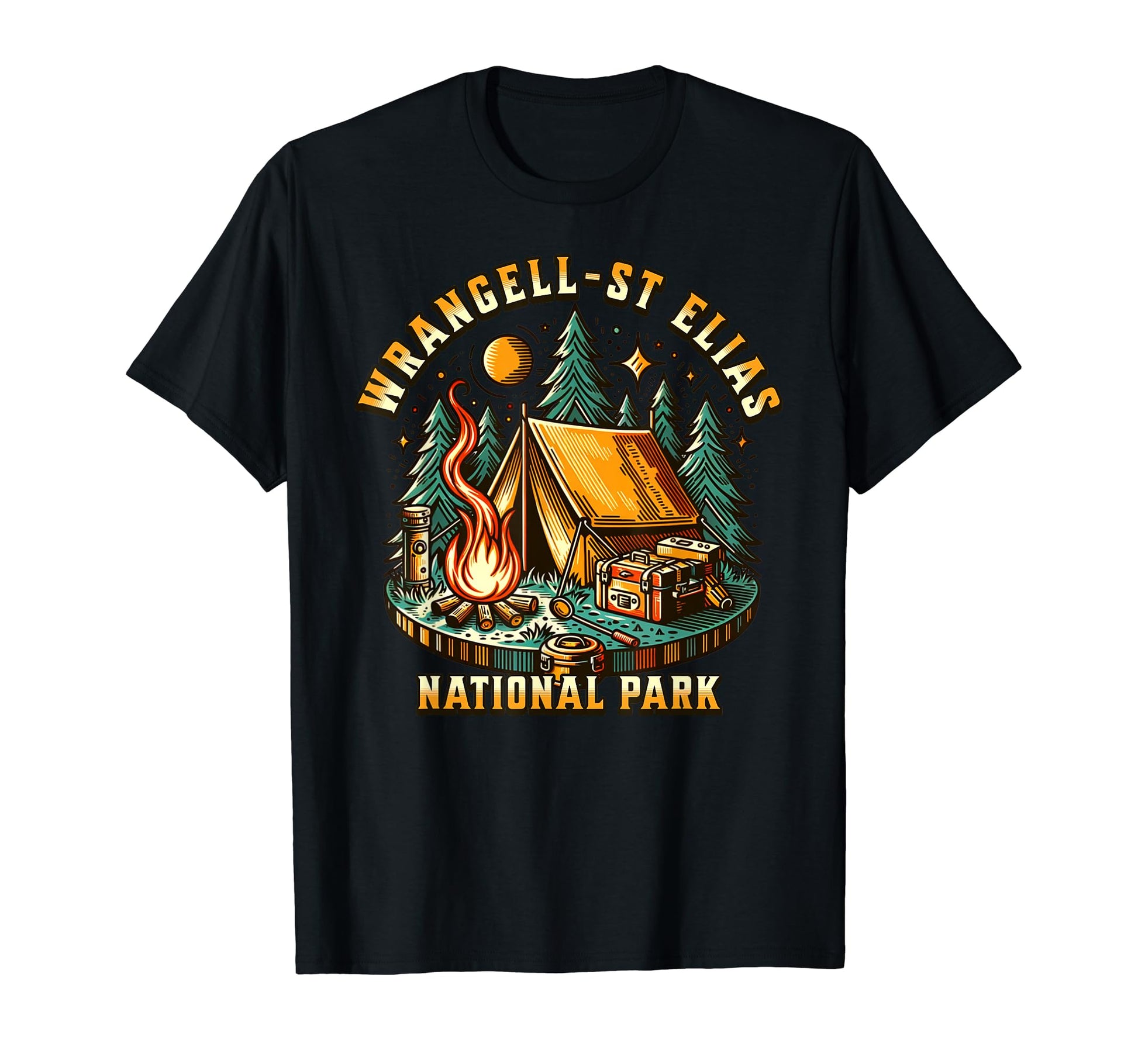 Camping Forest Tent Wrangell St Elias T-Shirt - Novelty Apparel for Adults - T-Shirt, Sweatshirt, Hoodie