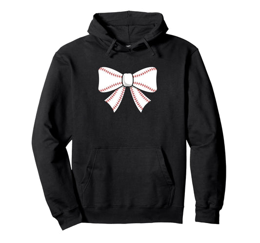 Baseball Bow Baseball Mom Mama Hoodie - Custom Art Print Unisex - T-Shirt, Sweatshirt, Hoodie