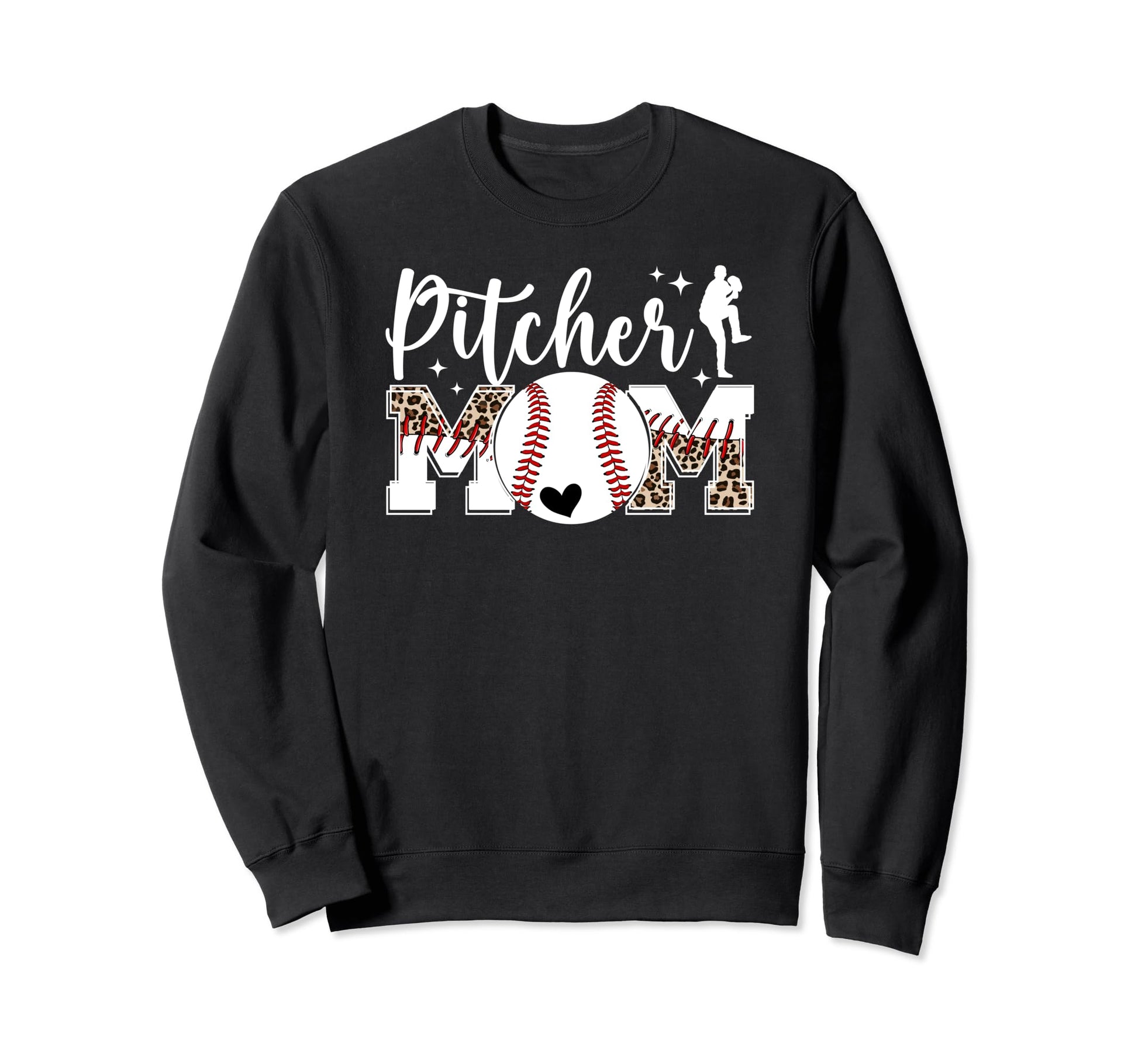 Baseball Pitcher Mom Leopard Mom Sweatshirt - Casual Everyday Wear Unisex - T-Shirt, Sweatshirt, Hoodie
