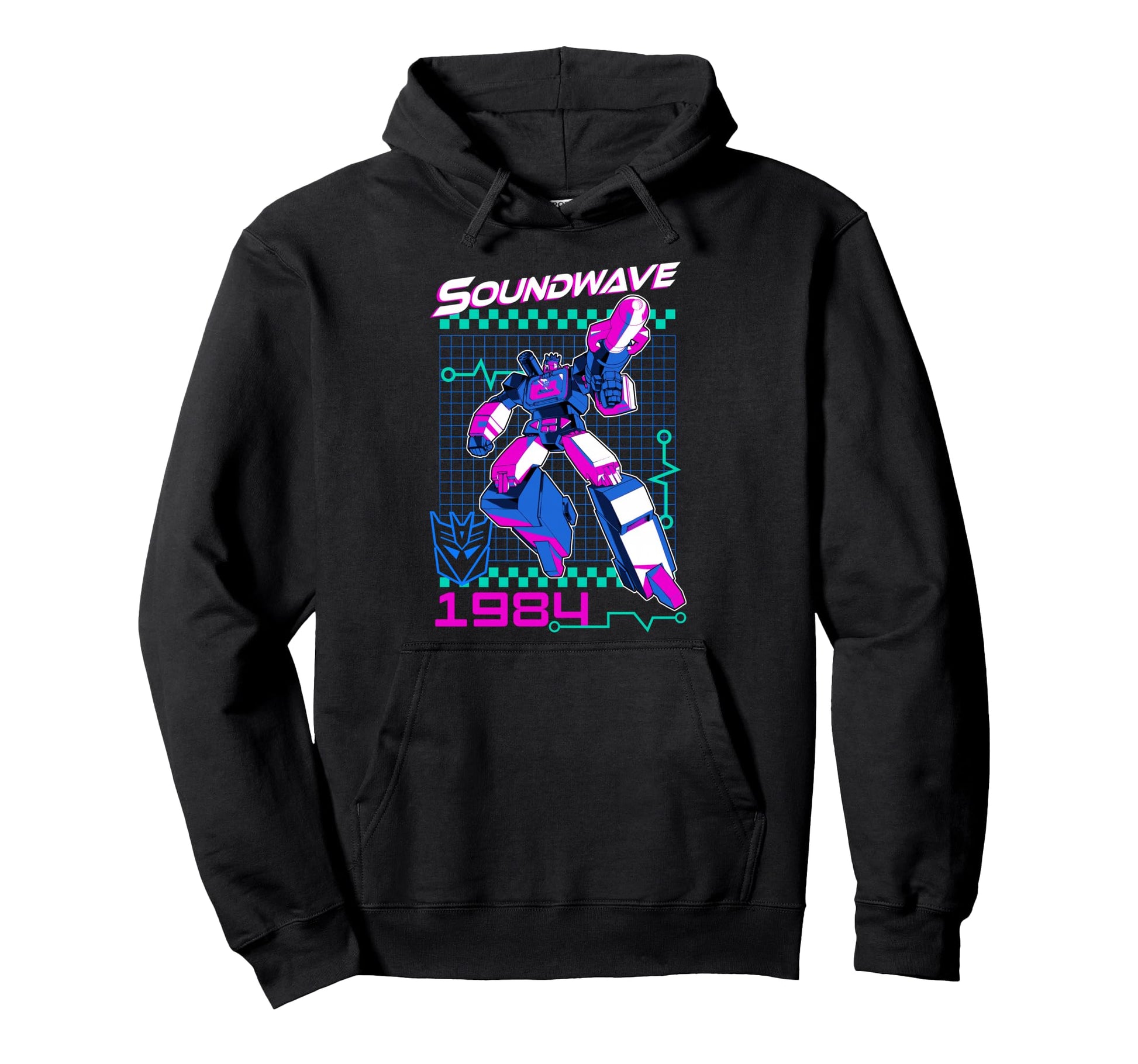Transformers Soundwave 1984 Grid Logo Hoodie - Aesthetic Graphic for Adults - T-Shirt, Sweatshirt, Hoodie
