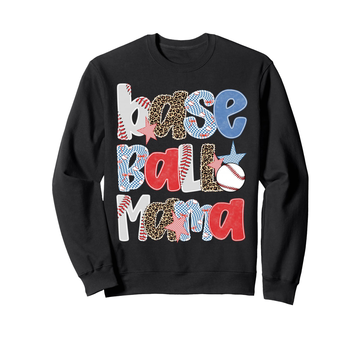 Baseball Mama Game Day Leopard Sweatshirt - Streetwear Style Unisex - T-Shirt, Sweatshirt, Hoodie