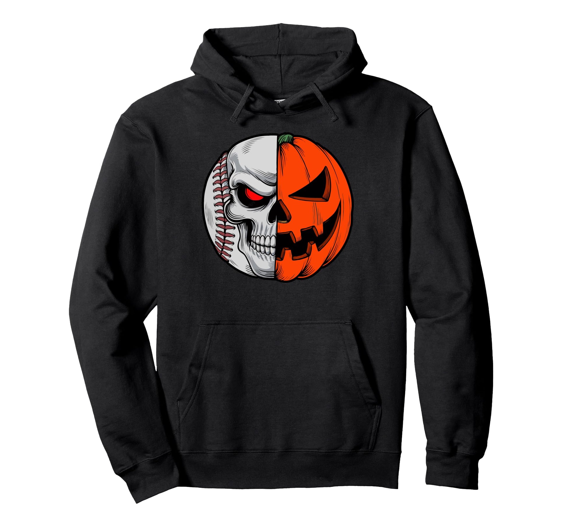 Halloween Skull Baseball Pumpkin Horror Hoodie - Trendy Graphic for Adults - T-Shirt, Sweatshirt, Hoodie