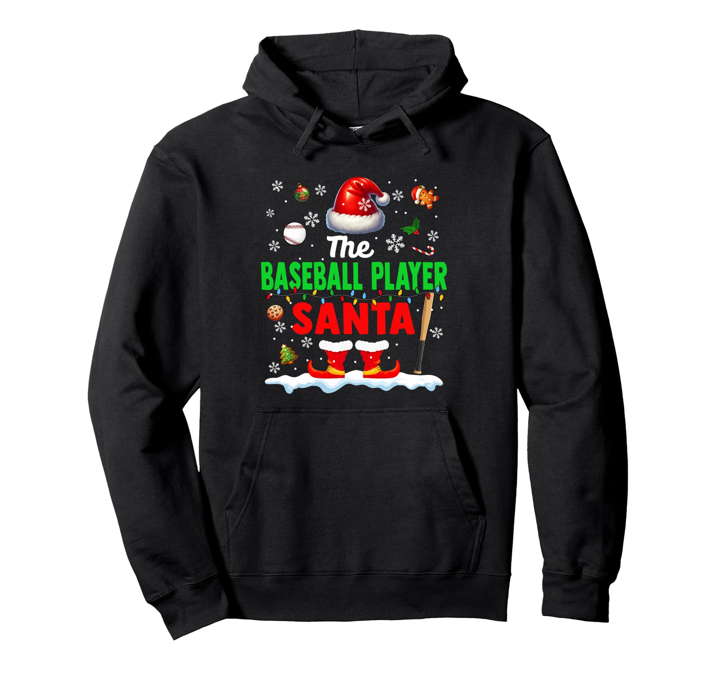 Baseball Player Santa Team Matching Party Hoodie - Trendy Graphic Unisex - T-Shirt, Sweatshirt, Hoodie