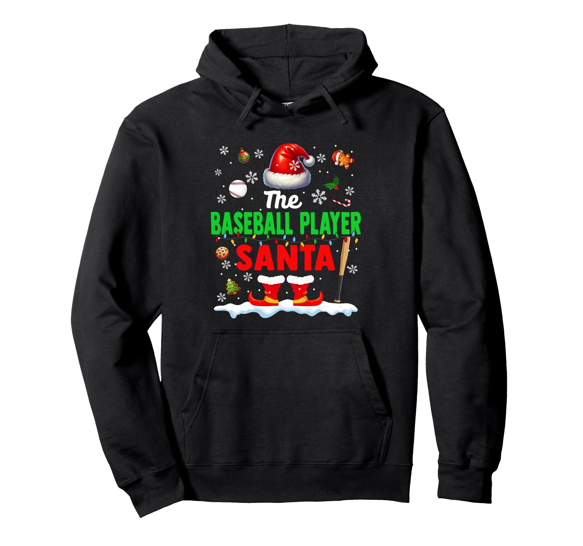 Baseball Player Santa Team Matching Party Hoodie - Trendy Graphic Unisex - T-Shirt, Sweatshirt, Hoodie