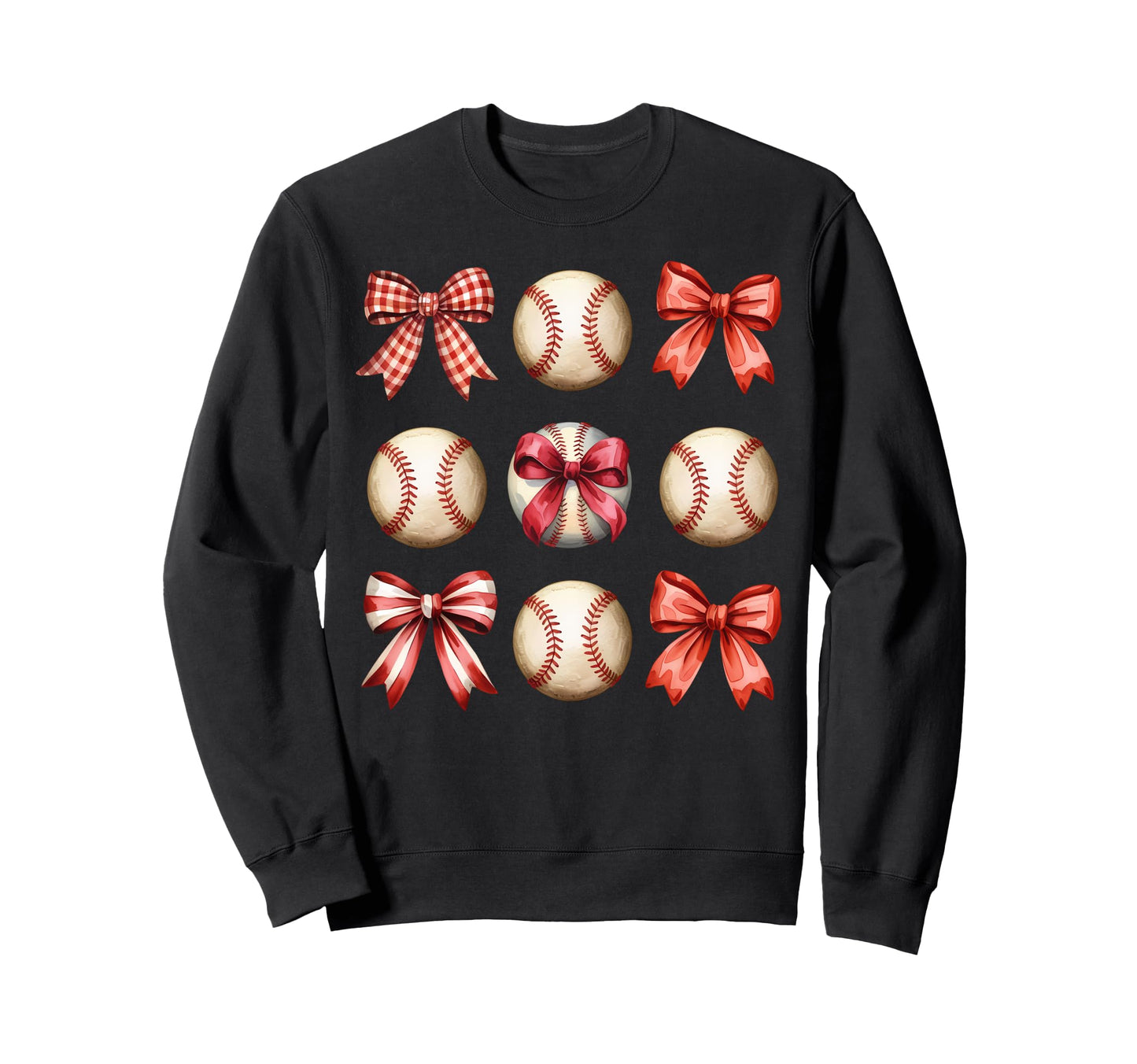 Coquette Bow Baseball Baseball Mama Sweatshirt - Graphic Print Men Women - T-Shirt, Sweatshirt, Hoodie