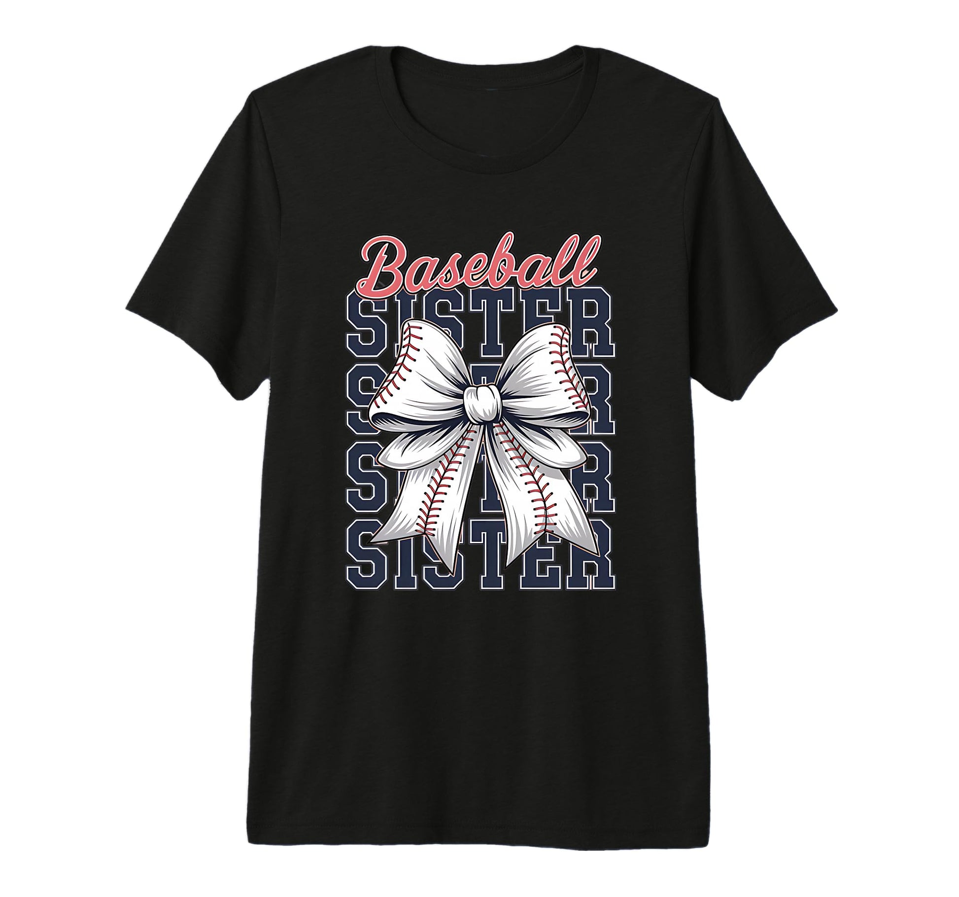 Baseball Sister Coquette Bow Tri T-Shirt - Aesthetic Graphic for Adults - T-Shirt, Sweatshirt, Hoodie
