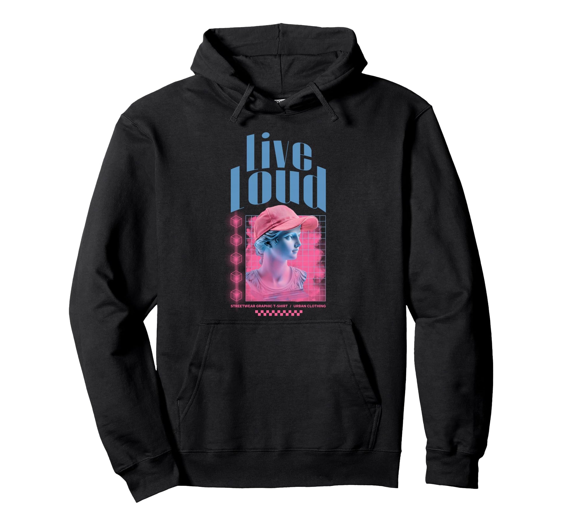 Y2K Live Loud Bold Urban Graffiti Hoodie - Fun Novelty Design Men Women - T-Shirt, Sweatshirt, Hoodie