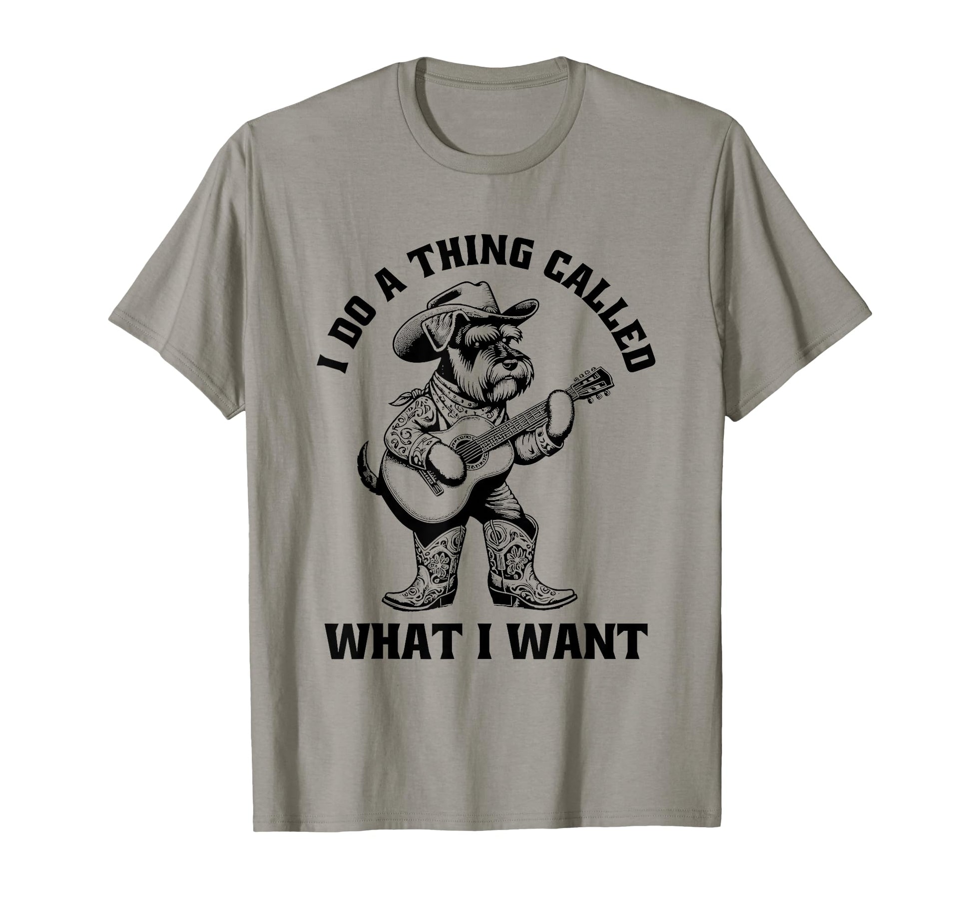 Cowboy Schnauzer Guitar Funny T-Shirt - Fun Novelty Design for Adults - T-Shirt, Sweatshirt, Hoodie