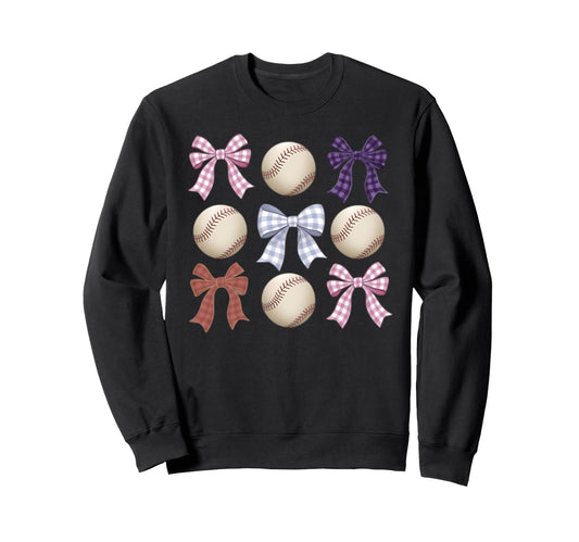 Baseball Coquette Bow Mom Sister Sweatshirt - Streetwear Style for Adults - T-Shirt, Sweatshirt, Hoodie