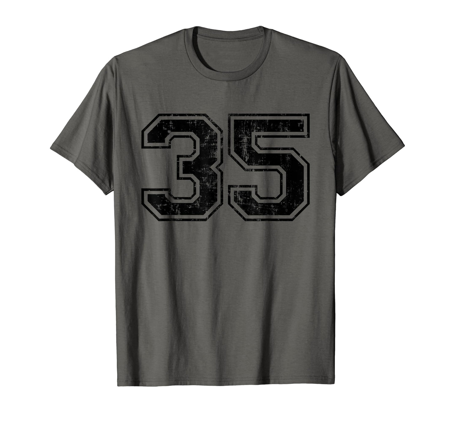 Number 35 Varsity Distressed Sport Team T-Shirt - Graphic Print Unisex - T-Shirt, Sweatshirt, Hoodie