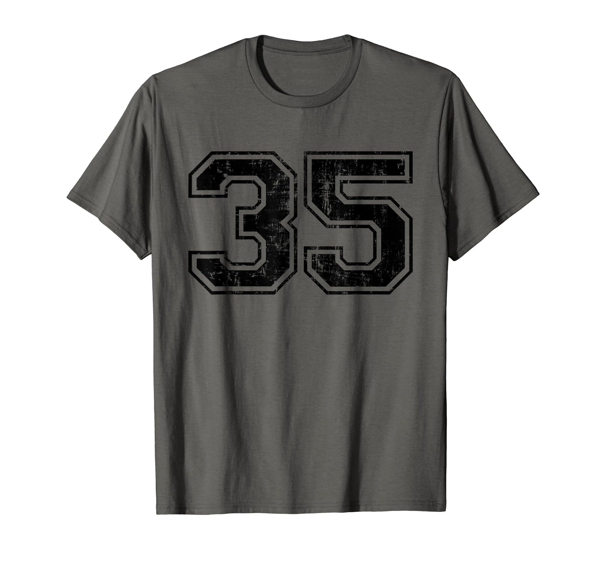 Number 35 Varsity Distressed Sport Team T-Shirt - Graphic Print Unisex - T-Shirt, Sweatshirt, Hoodie