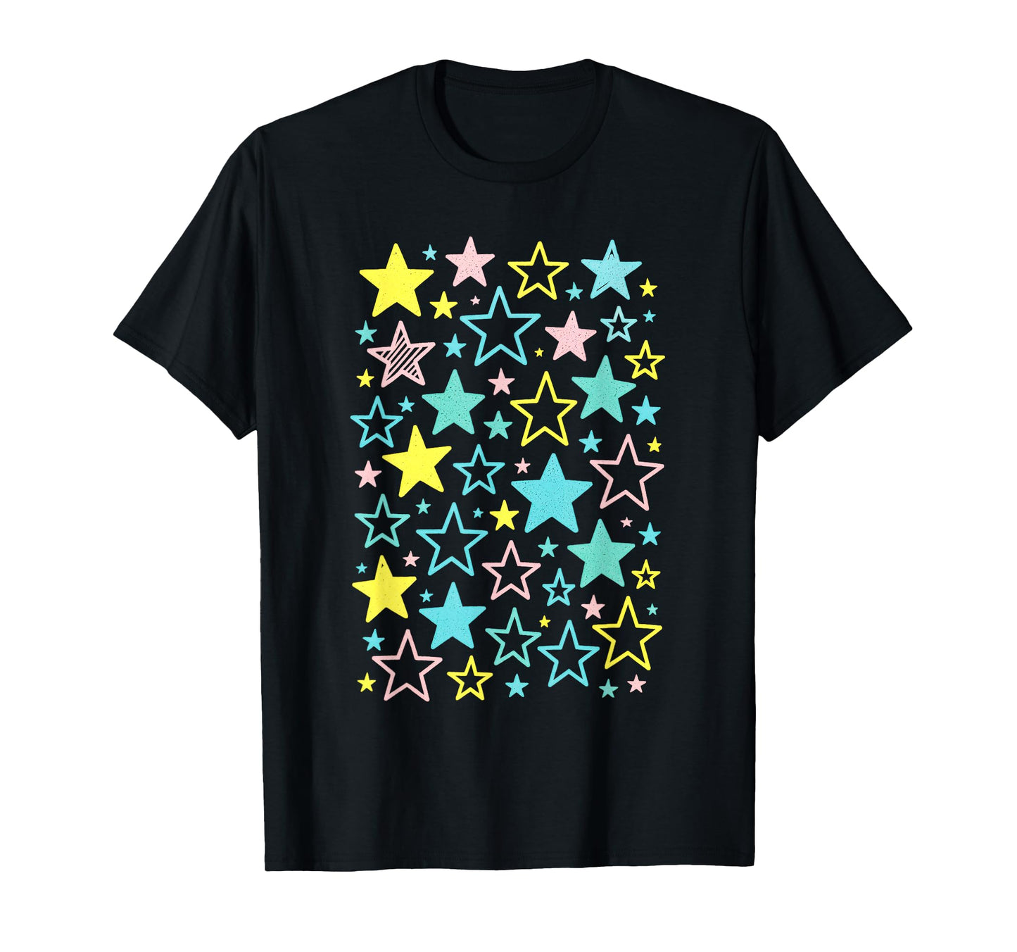 Colorful Stars Fun Pattern Art T-Shirt - Fun Novelty Design Men Women - T-Shirt, Sweatshirt, Hoodie