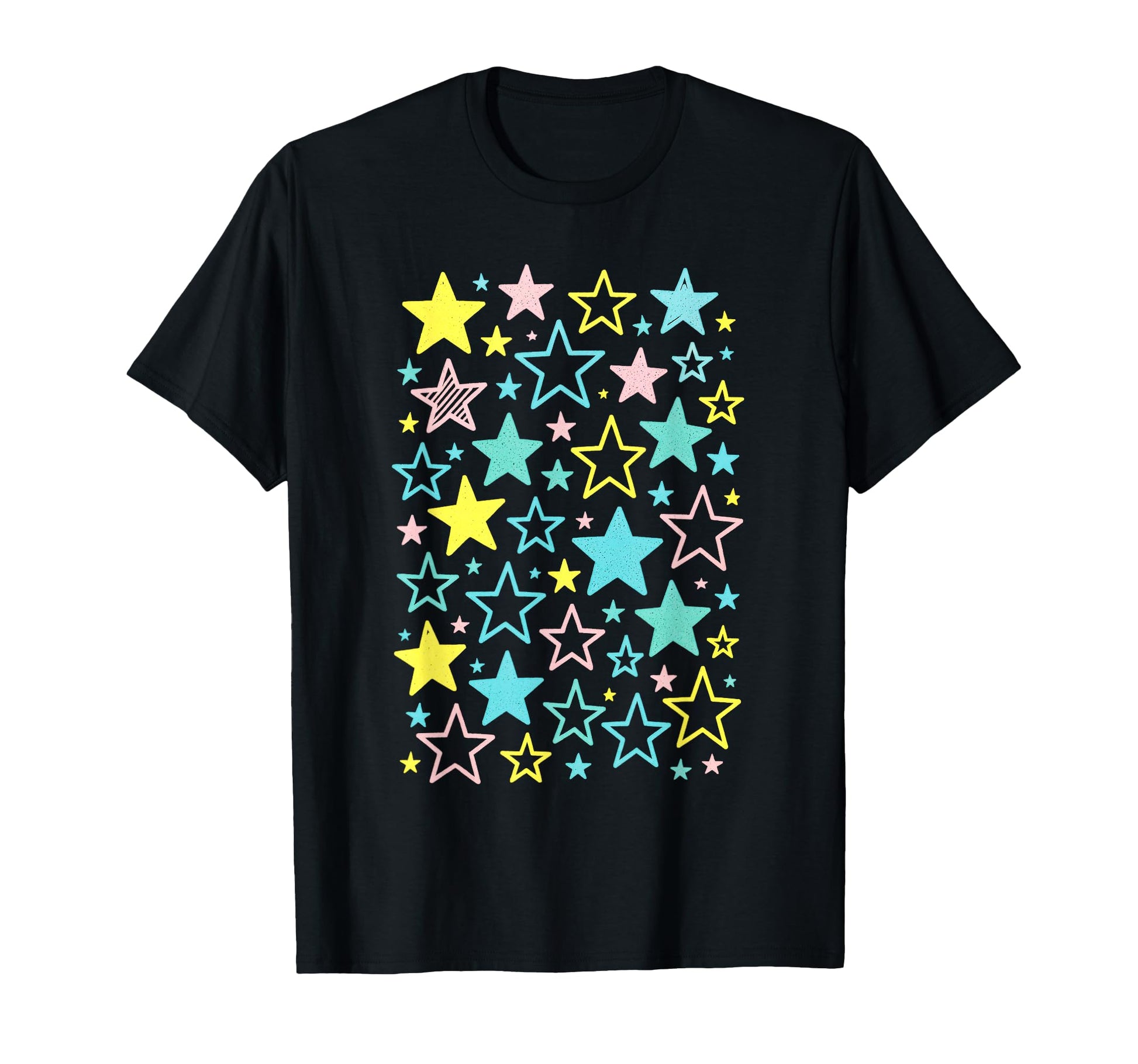 Colorful Stars Fun Pattern Art T-Shirt - Fun Novelty Design Men Women - T-Shirt, Sweatshirt, Hoodie