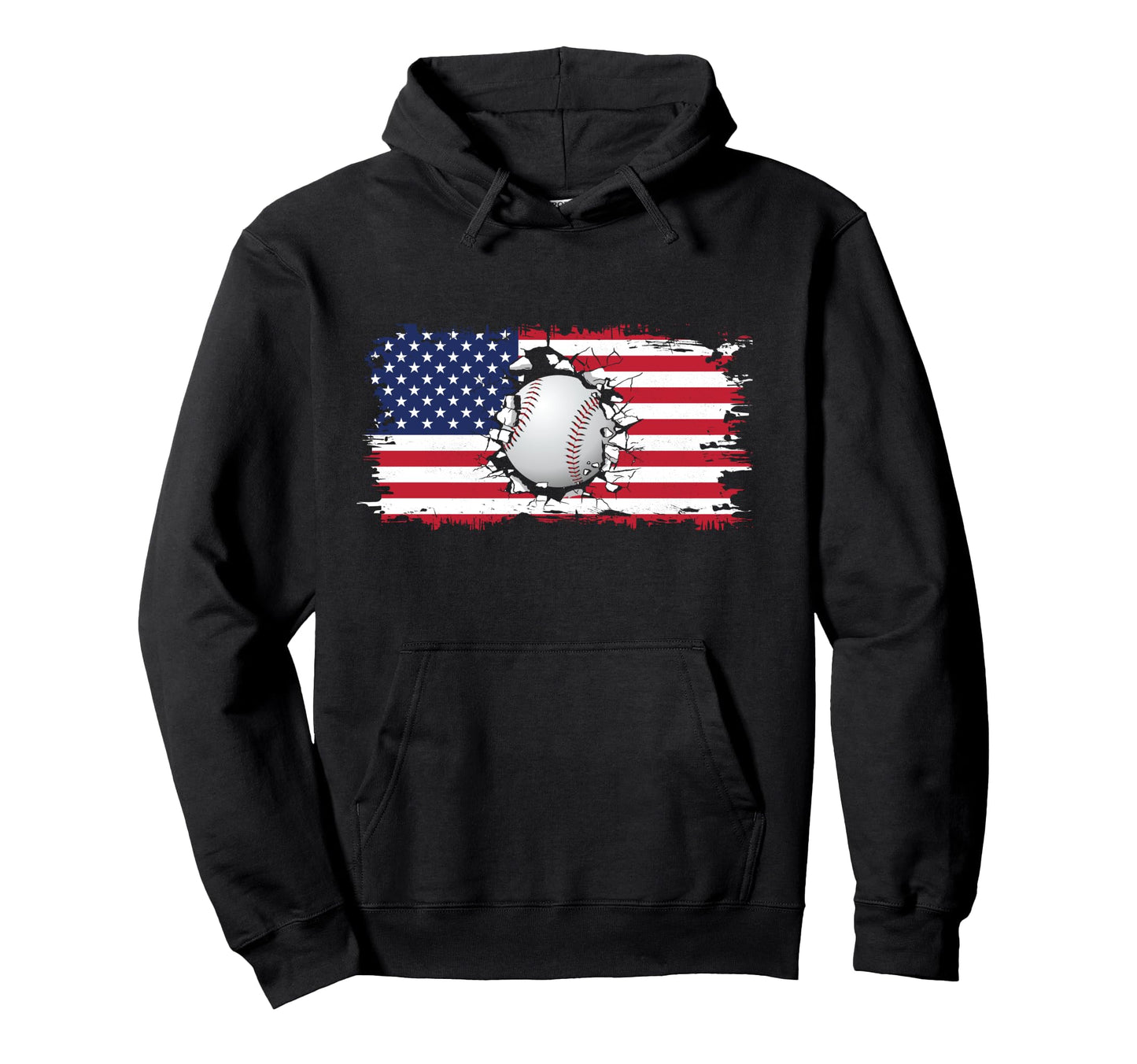 American Flag Baseball Baseball Hoodie - Novelty Apparel Men Women - T-Shirt, Sweatshirt, Hoodie