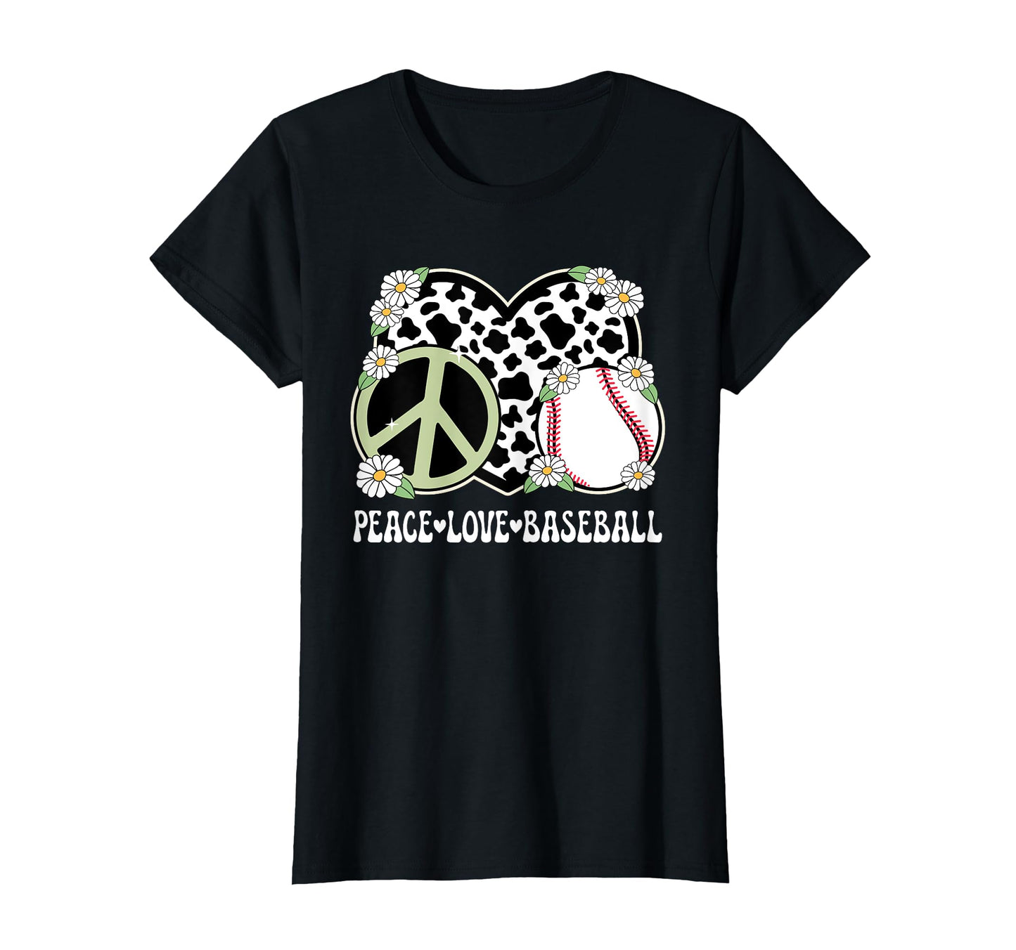 Peace Love Baseball Lover Cow Baseball T-Shirt - Unique Graphic for Adults - T-Shirt, Sweatshirt, Hoodie