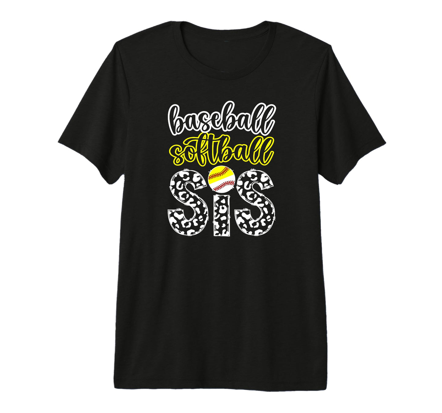 Baseball Softball Sis Leopard T-Shirt - Streetwear Style for Adults - T-Shirt, Sweatshirt, Hoodie
