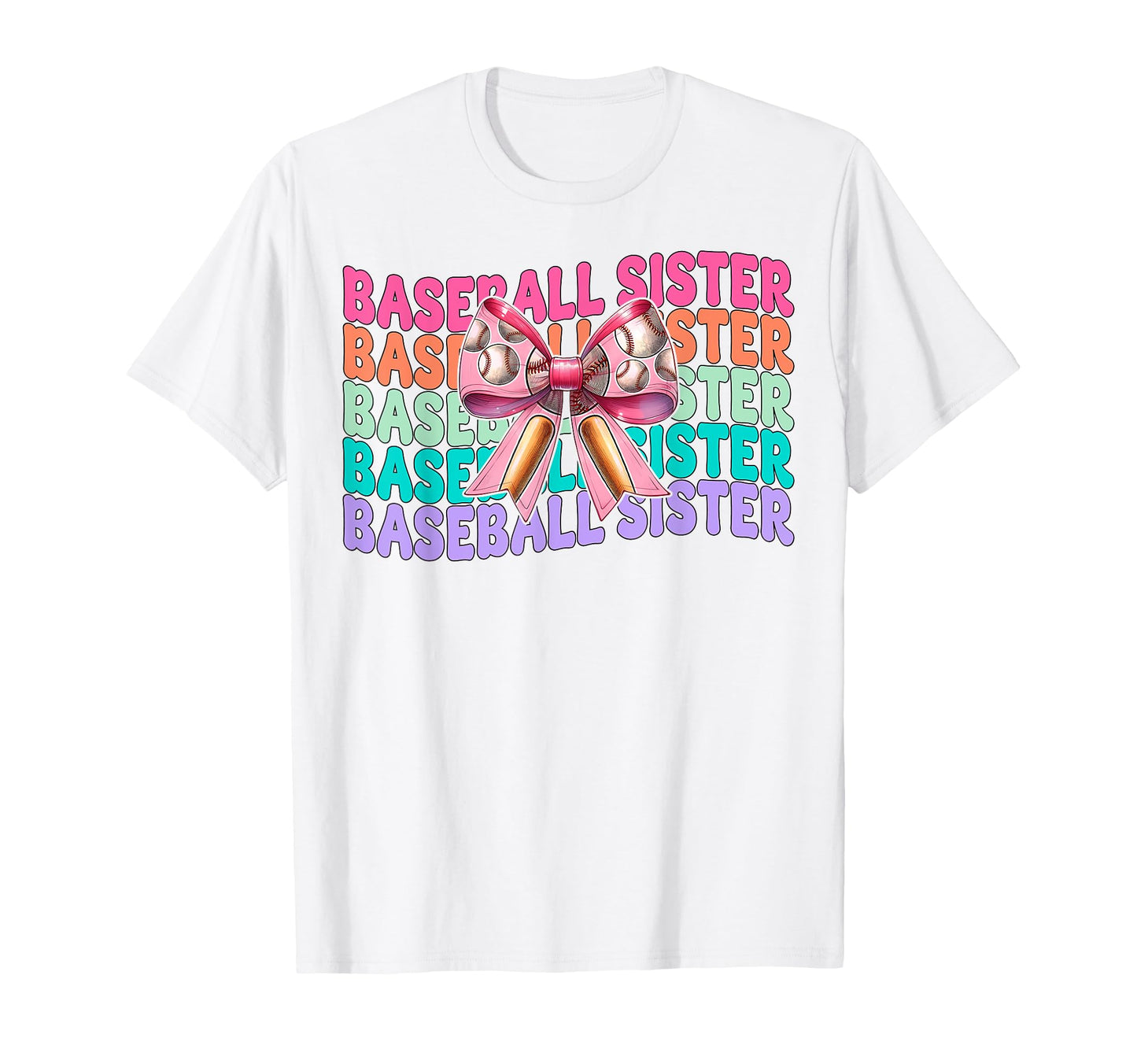 Baseball Sister Baseball Coquette Bow T-Shirt - Unique Graphic for Adults - T-Shirt, Sweatshirt, Hoodie