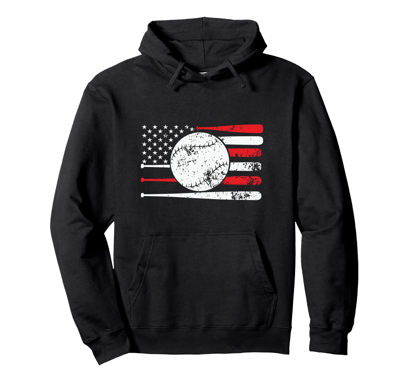 Baseball Usa American Flag Baseball Hoodie - Casual Everyday Wear Men Women - T-Shirt, Sweatshirt, Hoodie