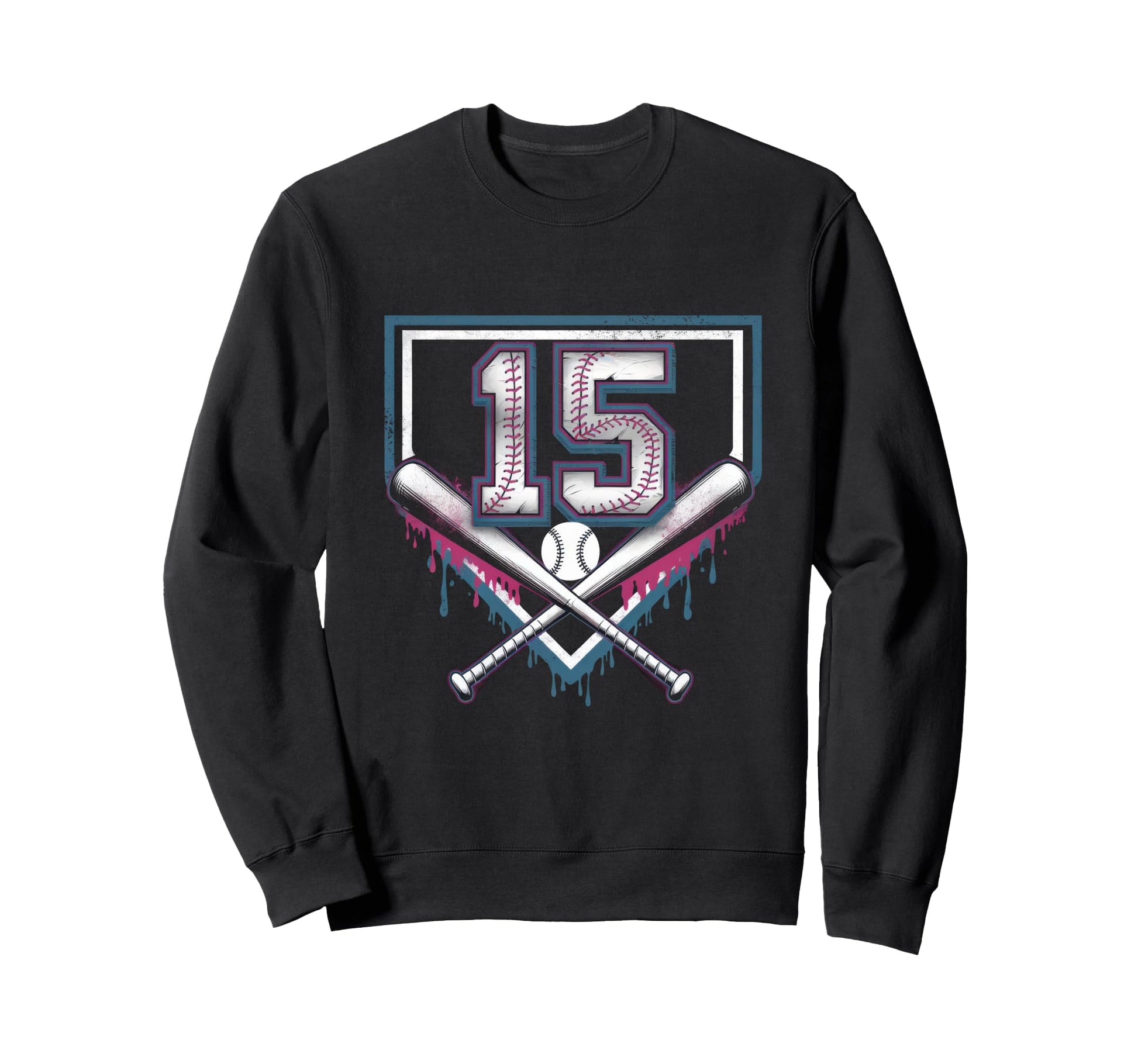 15Th Birthday Baseball Home Ice Cream Sweatshirt - Trendy Graphic Unisex - T-Shirt, Sweatshirt, Hoodie