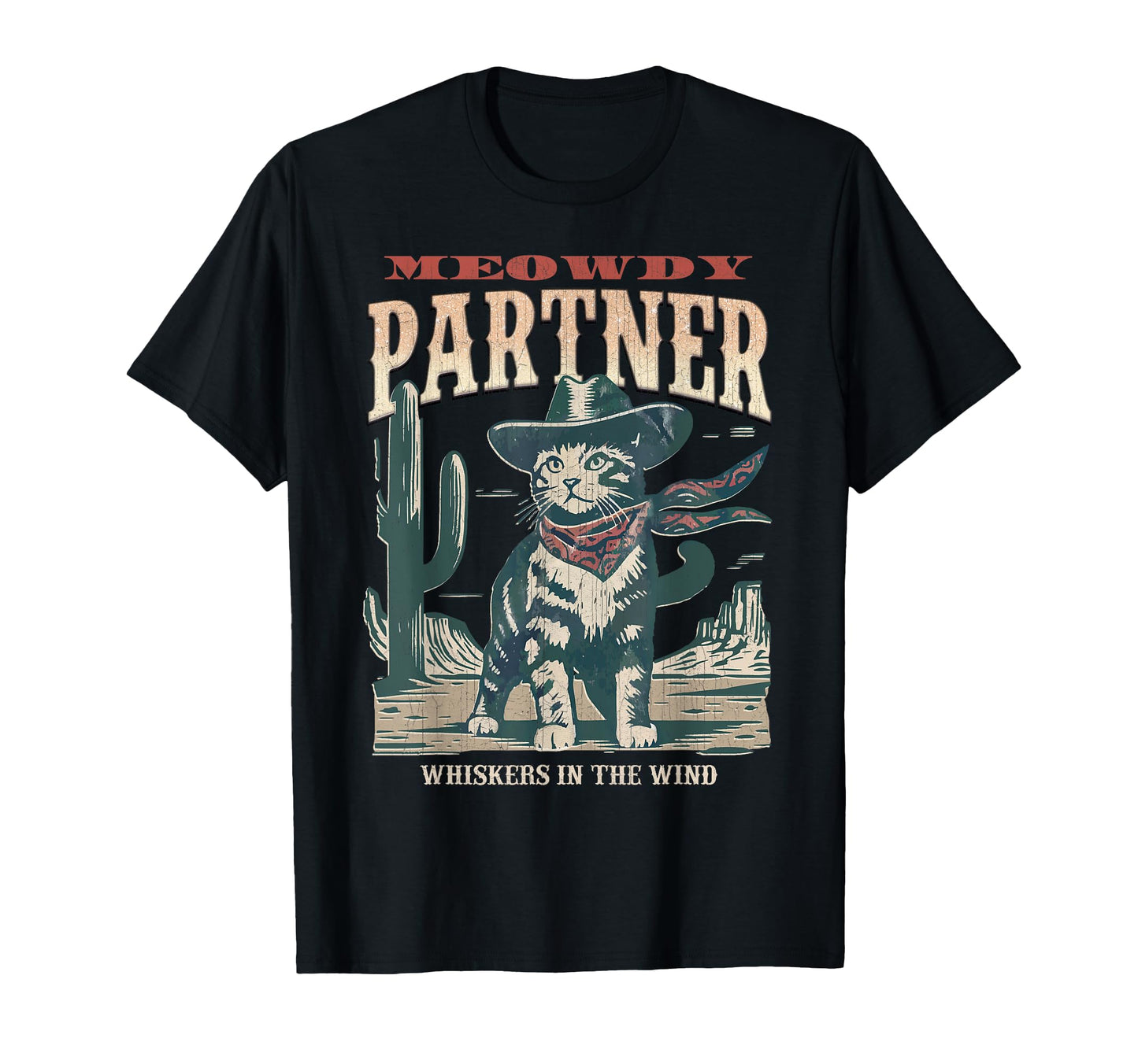 Meowdy Partner Cowboy Cat Western T-Shirt - Minimalist Print for Adults - T-Shirt, Sweatshirt, Hoodie