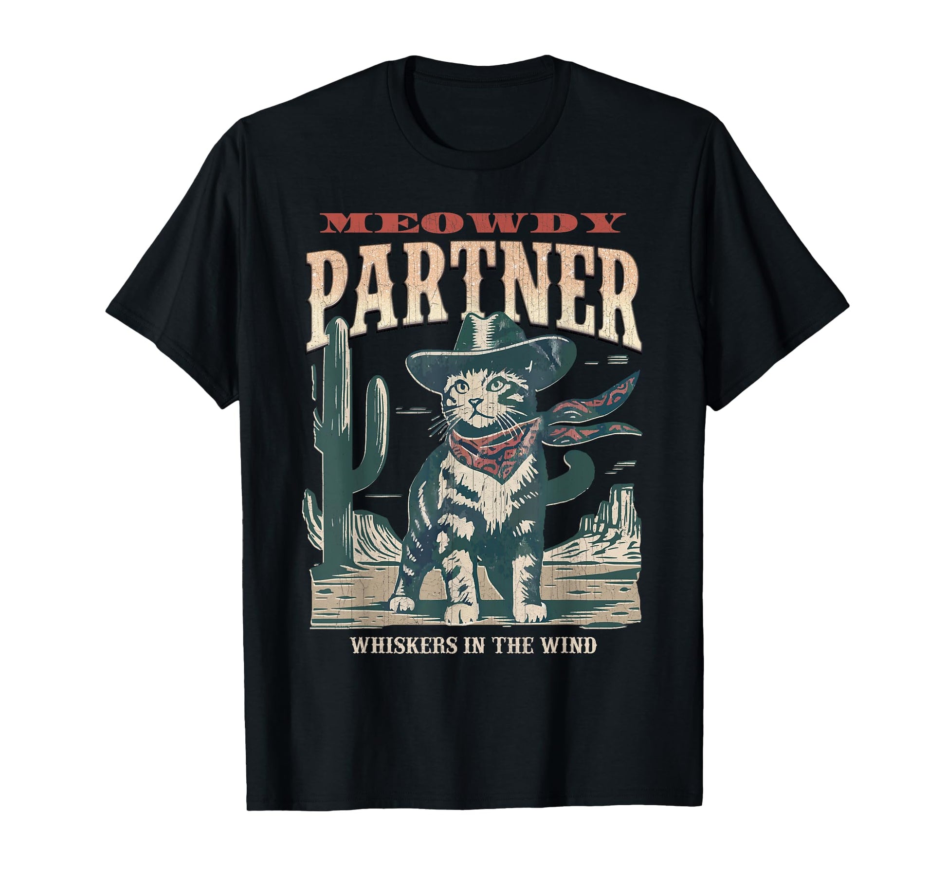 Meowdy Partner Cowboy Cat Western T-Shirt - Minimalist Print for Adults - T-Shirt, Sweatshirt, Hoodie