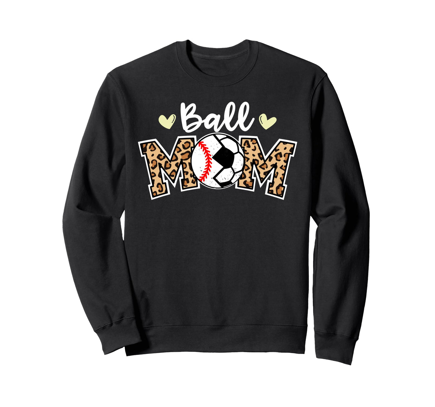 Ball Mom Leopard Funny Soccer Sweatshirt - Aesthetic Graphic for Adults - T-Shirt, Sweatshirt, Hoodie