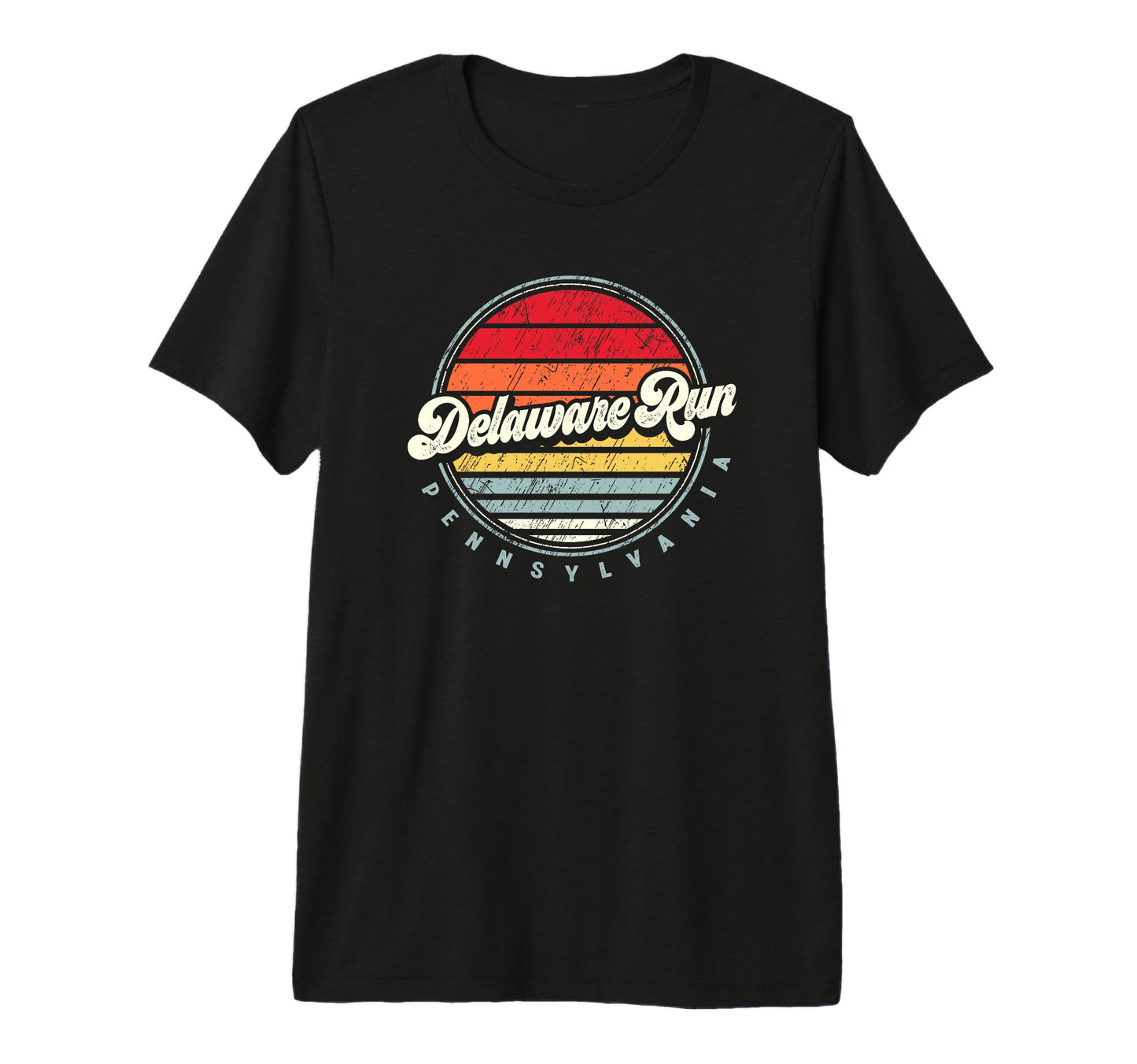 Delaware Run Home State 70S Sunset Tri T-Shirt - Graphic Print Men Women - T-Shirt, Sweatshirt, Hoodie