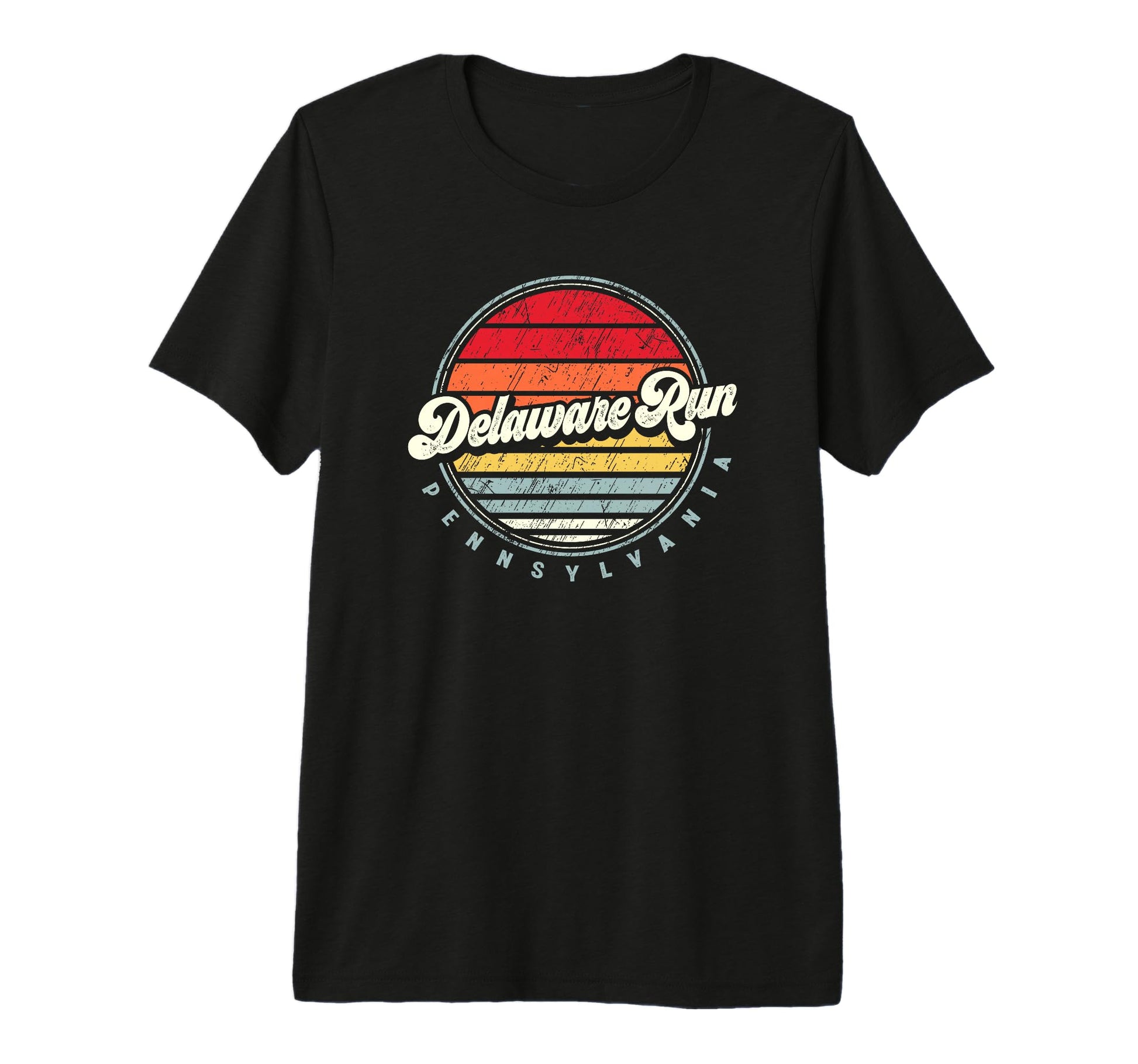 Delaware Run Home State 70S Sunset Tri T-Shirt - Graphic Print Men Women - T-Shirt, Sweatshirt, Hoodie