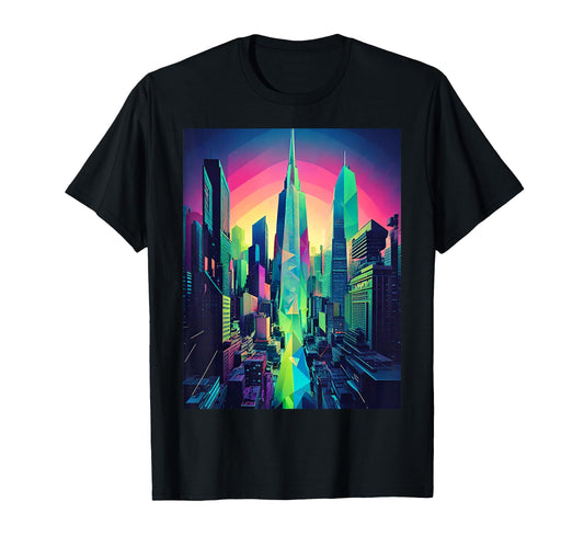 80S Inspired City Outrun Sunset T-Shirt - Custom Art Print for Adults - T-Shirt, Sweatshirt, Hoodie