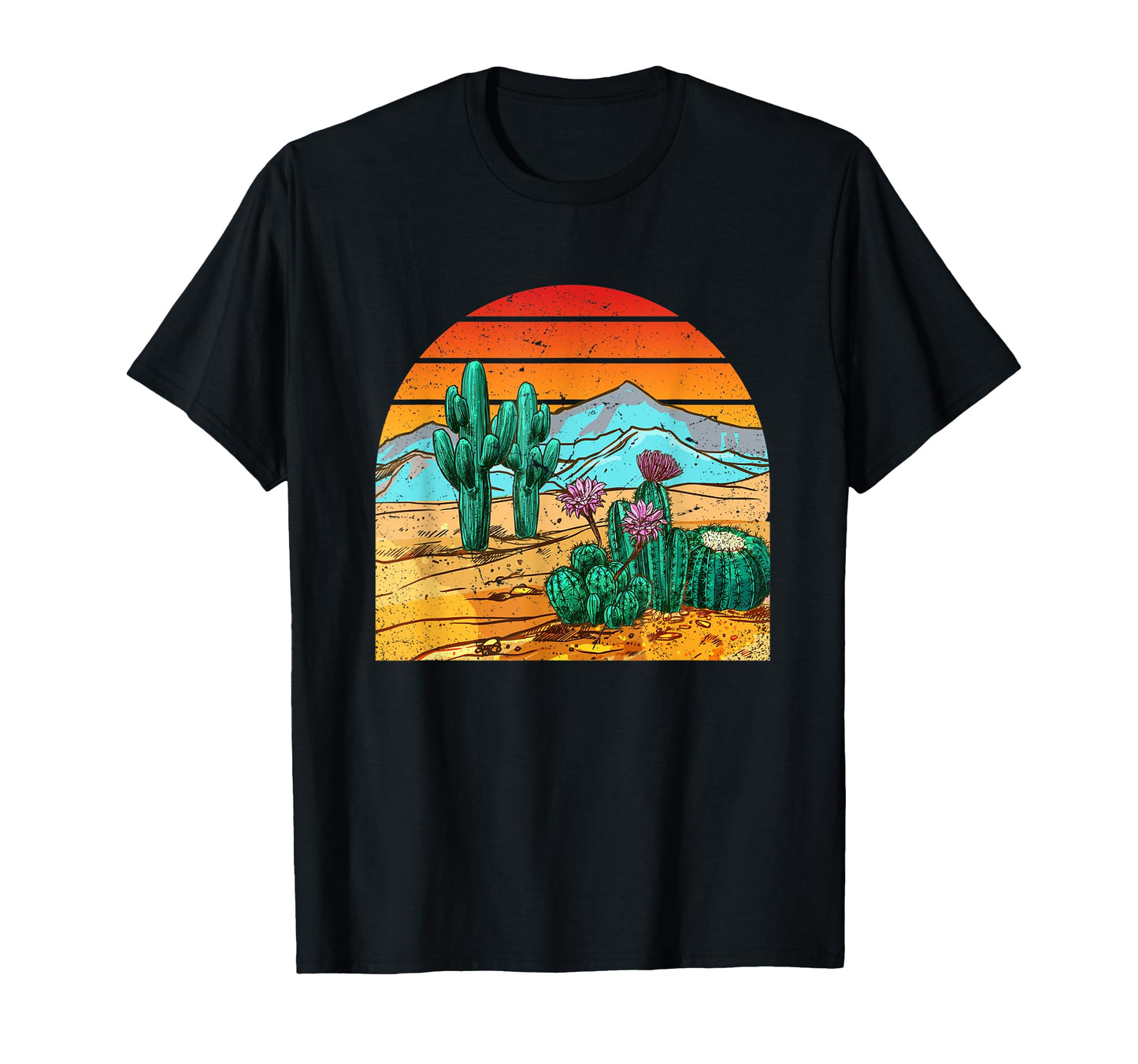 80S Desert Scene Cactus Mountains T-Shirt - Streetwear Style Men Women - T-Shirt, Sweatshirt, Hoodie