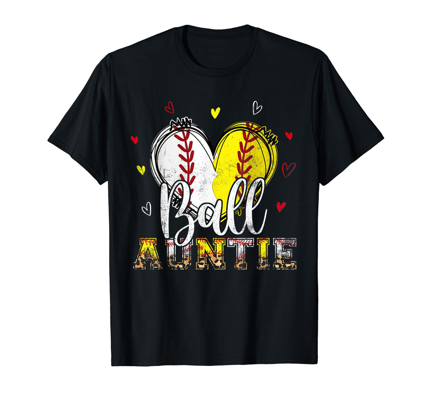 Softball Baseball Ball Auntie Heart T-Shirt - Aesthetic Graphic Unisex - T-Shirt, Sweatshirt, Hoodie