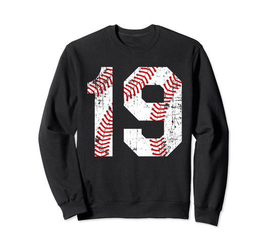 Baseball 19 Jersey Number Sweatshirt - Casual Everyday Wear Men Women - T-Shirt, Sweatshirt, Hoodie