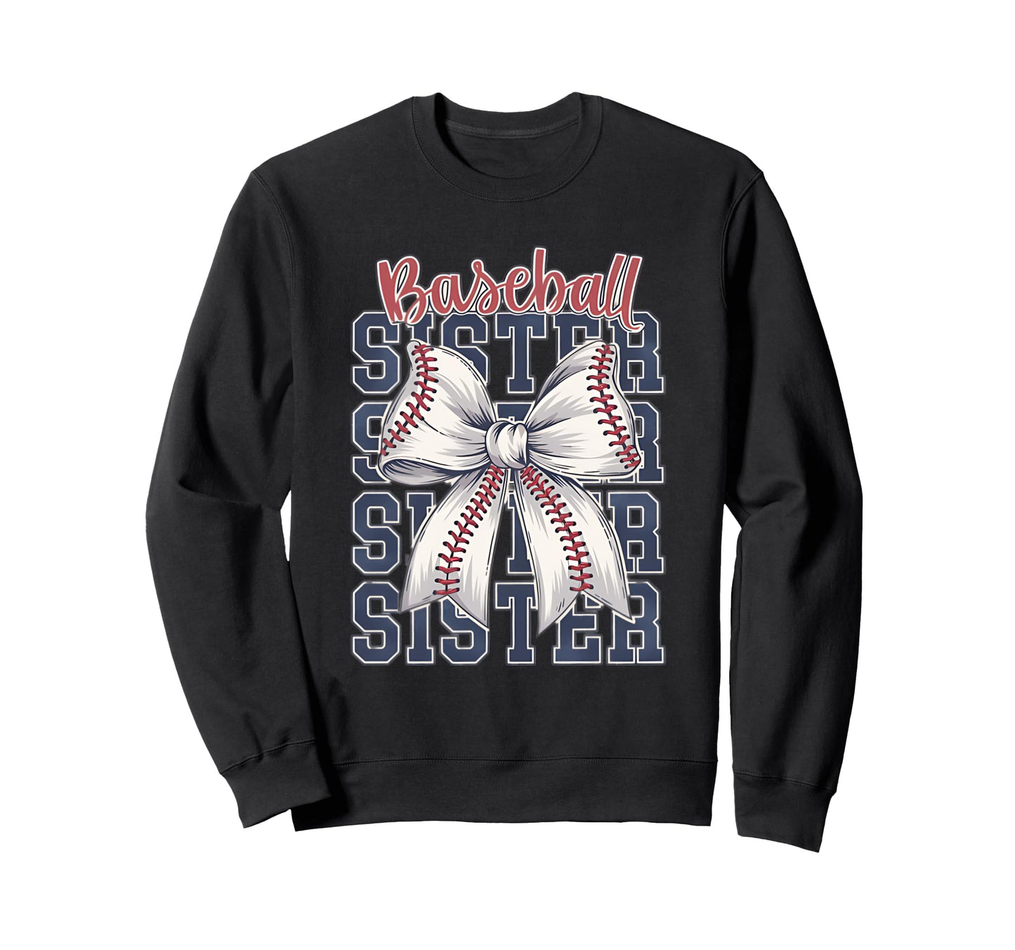 Baseball Sister Coquette Bow Sweatshirt - Novelty Apparel Unisex - T-Shirt, Sweatshirt, Hoodie