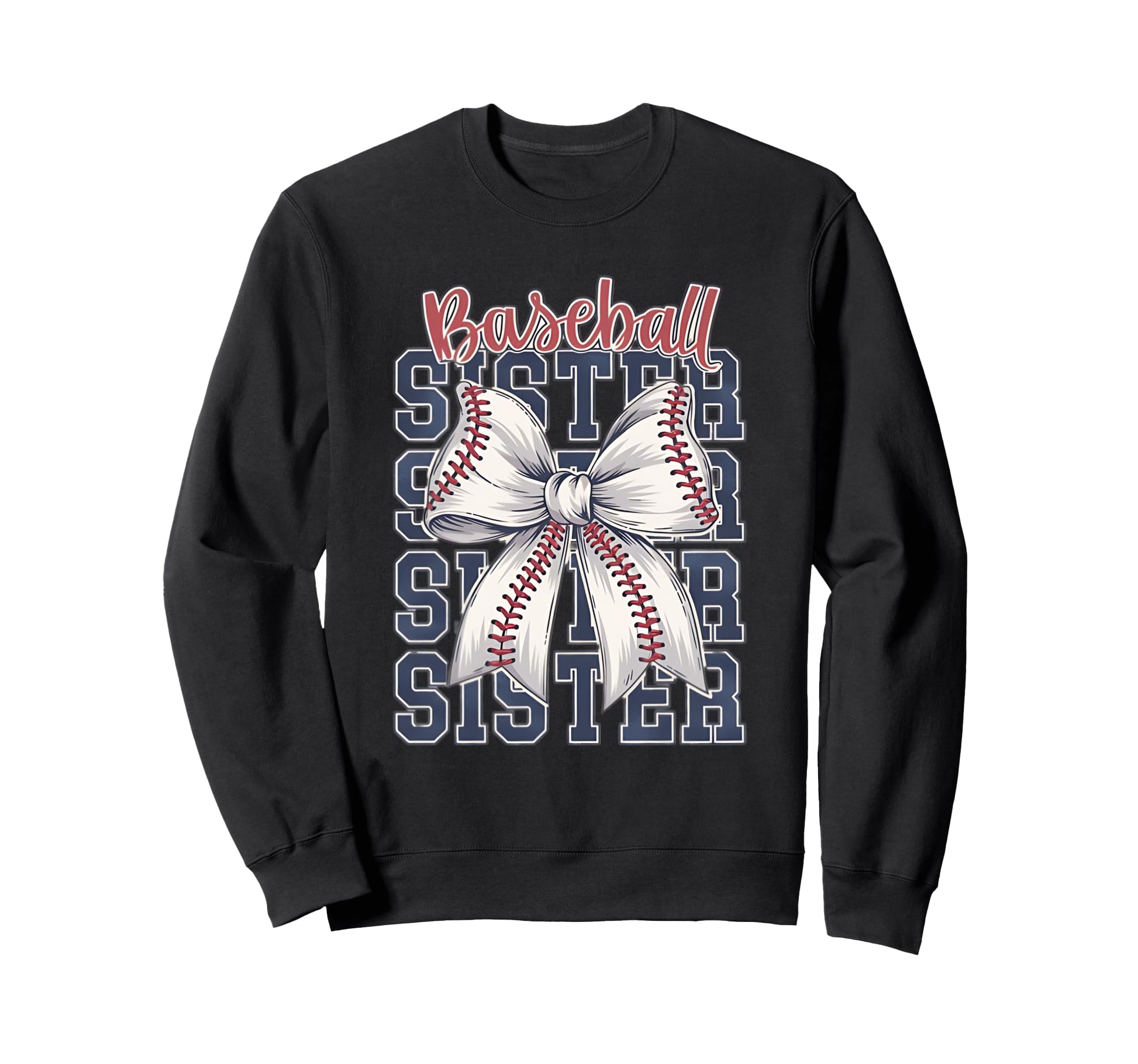 Baseball Sister Coquette Bow Sweatshirt - Novelty Apparel Unisex - T-Shirt, Sweatshirt, Hoodie