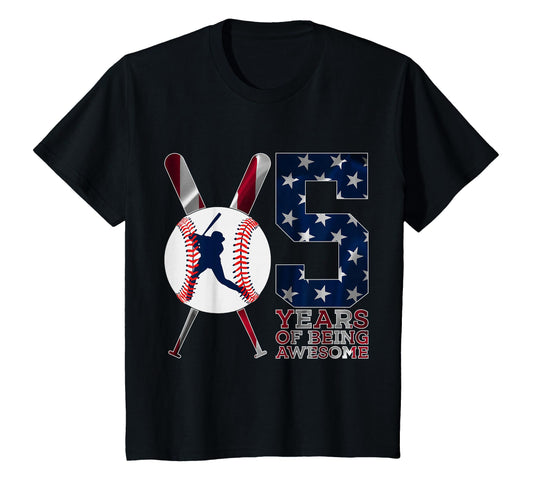 5 Years Being Awesome Baseball 5Th T-Shirt - Novelty Apparel Unisex - T-Shirt, Sweatshirt, Hoodie