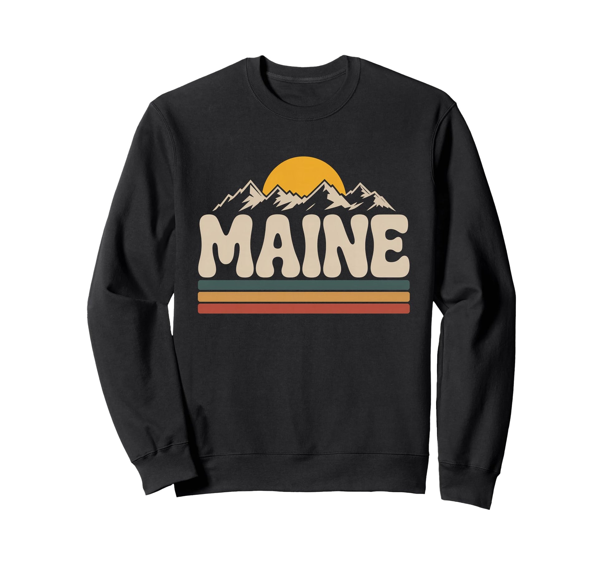 Maine Mountain Sunset 70S State Souvenir Sweatshirt - Trendy Graphic Unisex - T-Shirt, Sweatshirt, Hoodie