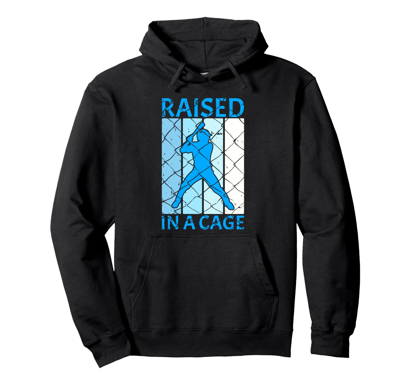 Raised Cage Funny Baseball Hoodie - Fun Novelty Design for Adults - T-Shirt, Sweatshirt, Hoodie