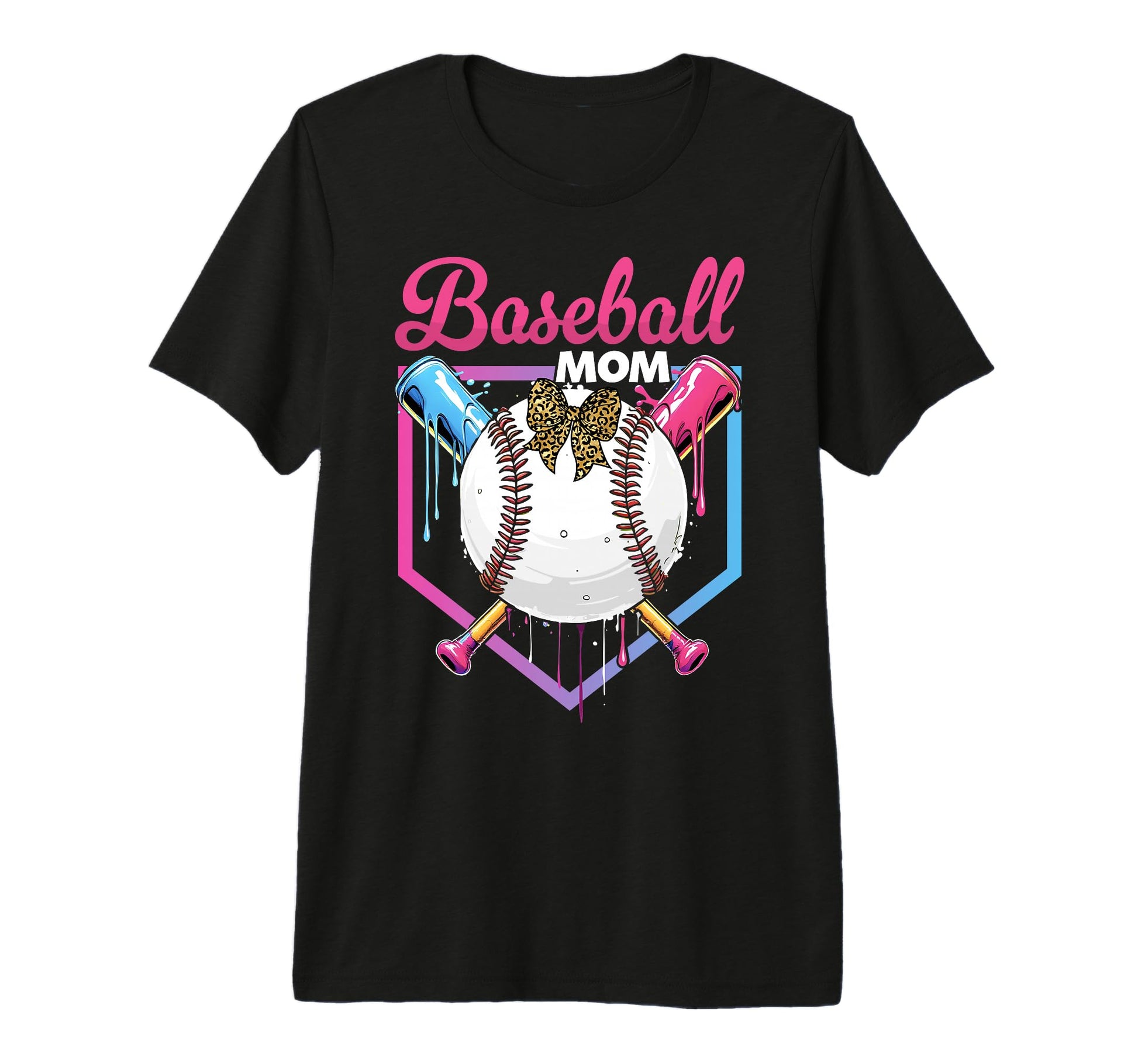 Baseball Drip Mom Bow Baseball T-Shirt - Minimalist Print for Adults - T-Shirt, Sweatshirt, Hoodie