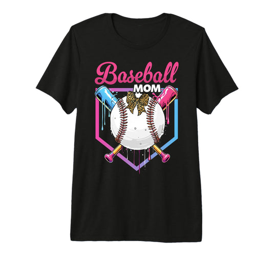 Baseball Drip Mom Bow Baseball T-Shirt - Minimalist Print for Adults - T-Shirt, Sweatshirt, Hoodie