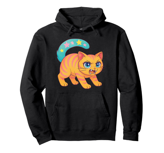 90S Y2K Scary Tomcat Cat Is Scared Under Hoodie - Trendy Graphic Unisex - T-Shirt, Sweatshirt, Hoodie