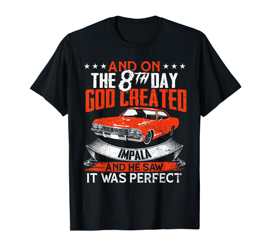 1965 65 Impala And 8Th Day God Cars T-Shirt - Graphic Print for Adults - T-Shirt, Sweatshirt, Hoodie
