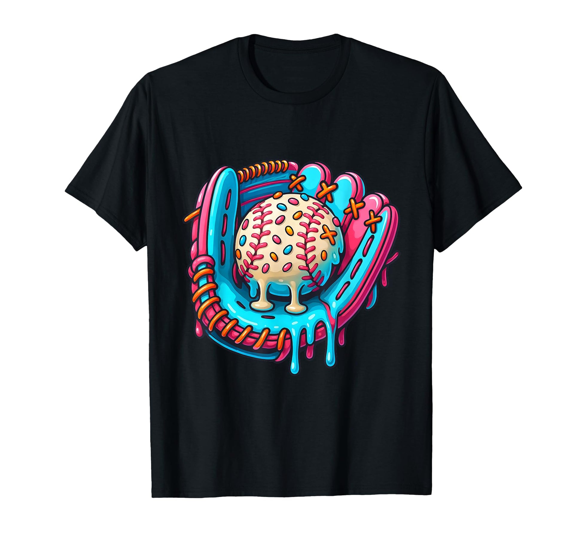 Dripping Baseball Art Melting Sports T-Shirt - Aesthetic Graphic Men Women - T-Shirt, Sweatshirt, Hoodie