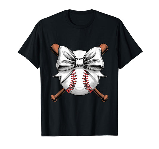 Baseball Coquette Bow Baseball Player T-Shirt - Custom Art Print Men Women - T-Shirt, Sweatshirt, Hoodie