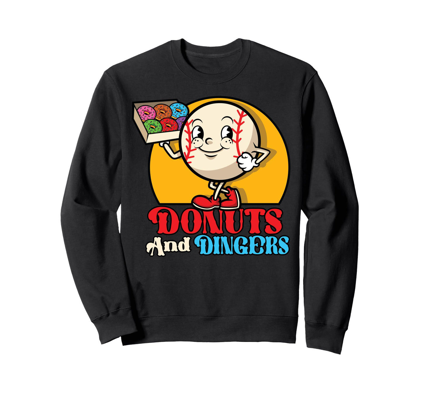 Funny Baseball Player Donuts Dingers Sweatshirt - Trendy Graphic Men Women - T-Shirt, Sweatshirt, Hoodie